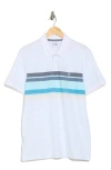 Original Penguin Chest Stripe Birdseye Piqué Polo In Bright White
