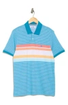 Original Penguin Chest Stripe Birdseye Piqué Polo In Mosaic Blue