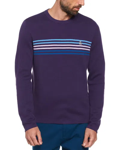Original Penguin Chest Stripe Sweater In Purple