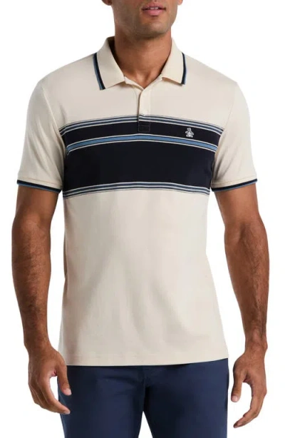 Original Penguin Chest Stripe Tipped Organic Cotton Polo In Neutral