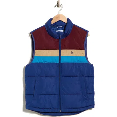 Original Penguin Colorblock Puffer Vest In 404 Blue Depths