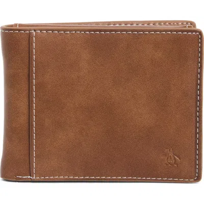 Original Penguin Commuter Pocket Bifold Wallet In Brown