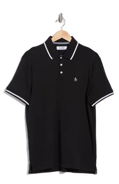 Original Penguin Contrast Tipped Polo In True Black