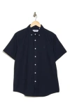 Original Penguin Core Short Sleeve Cotton Oxford Button-up Shirt In Dark Sapphire