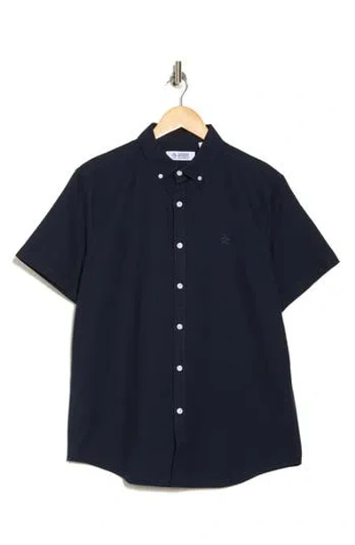 Original Penguin Core Short Sleeve Cotton Oxford Button-up Shirt In Dark Sapphire