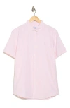 Original Penguin Core Short Sleeve Cotton Oxford Button-up Shirt In Parfait Pink