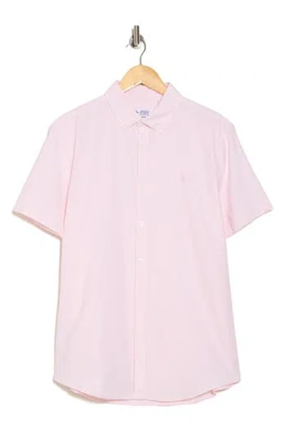 Original Penguin Core Short Sleeve Cotton Oxford Button-up Shirt In Parfait Pink
