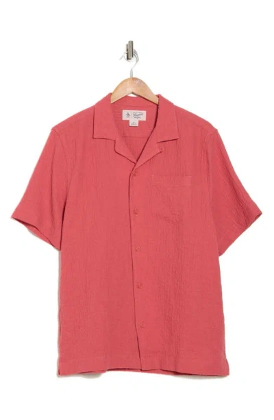 Original Penguin Cotton Blend Gauze Camp Shirt In Mineral Red