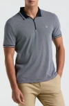 Original Penguin Cotton Blend Jacquard Zip Polo In Dark Sapphire