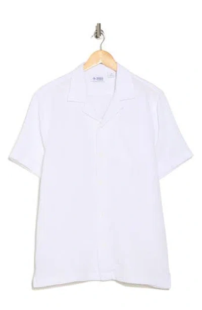 Original Penguin Cotton Gauze Short Sleeve Button-up Camp Shirt In Bright White