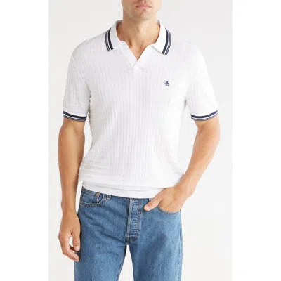 Original Penguin Cotton Grid Knit Polo In White