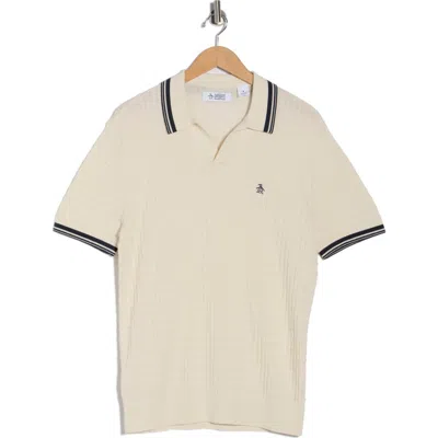 Original Penguin Cotton Grid Knit Polo In White