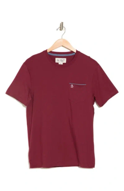 Original Penguin Crewneck Pocket T-shirt In Cabernet