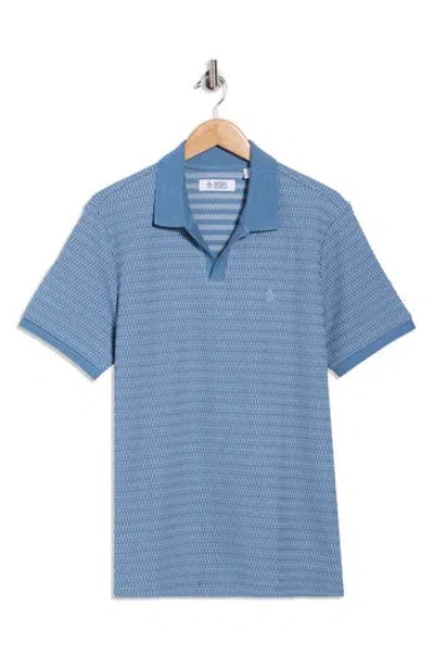 Original Penguin Crochet Stitch Johnny Collar Polo In Blue