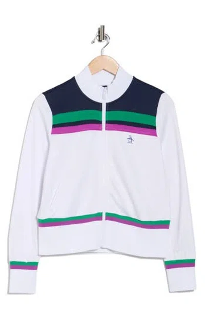 Original Penguin Crop Full Zip Sweatshirt In White