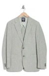 Original Penguin Crosshatch Notch Lapel Linen & Cotton Sport Coat In White/green