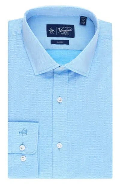 Original Penguin Diamond Dobby Slim Fit Dress Shirt In Light Blue