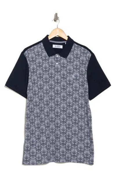 Original Penguin Diamond Jacquard Cotton Polo In Dark Sapphire