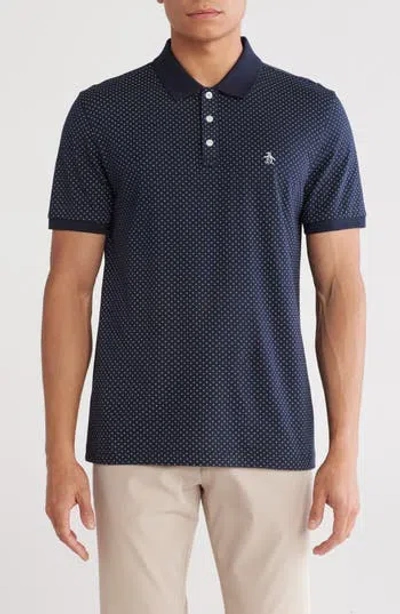 Original Penguin Ditsy Diamond Cotton Jersey Polo In Dark Sapphire