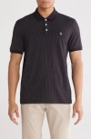 Original Penguin Ditsy Diamond Cotton Jersey Polo In True Black