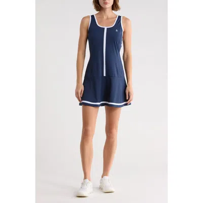 Original Penguin Drop Waist Racerback Dress In Blue