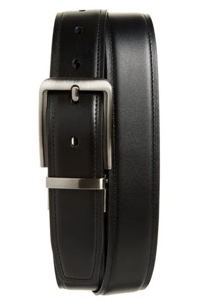 Original Penguin Embossed Border Buckle Belt In Black