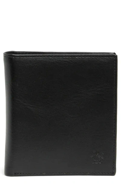 Original Penguin Euro Leather Bifold Wallet In Black