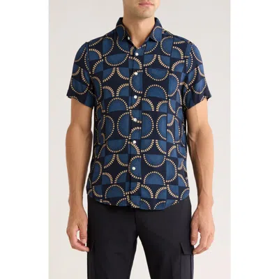 Original Penguin Fans Short Sleeve Button-up Shirt In Blue