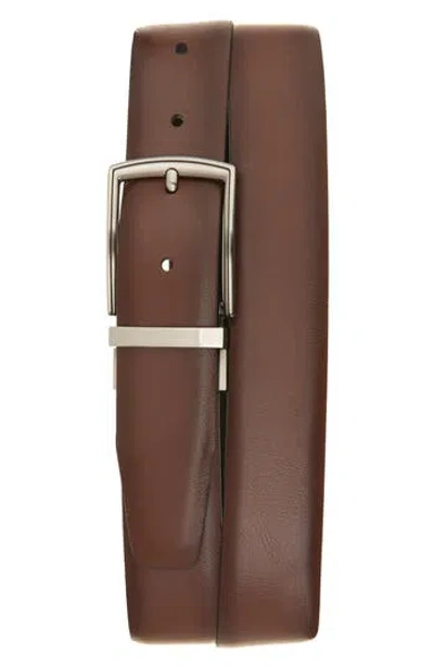 Original Penguin Feather Edge Bonded Leather Belt In Multi