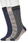 Original Penguin Fergunson Stripe Assorted 3-pack Crew Socks In Multi