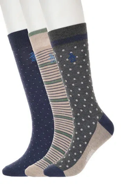 Original Penguin Fergunson Stripe Assorted 3-pack Crew Socks In Multi