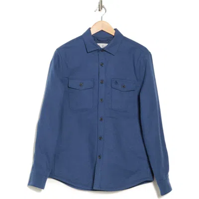 Original Penguin Flannel Shirt In Dark Sapphire