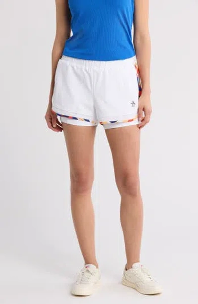 Original Penguin Flat Waistband Shorts In Bright White