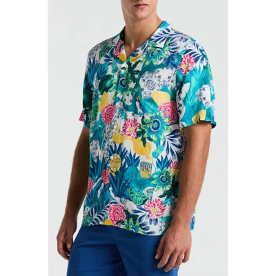 Original Penguin Floral Camp Shirt In Blue