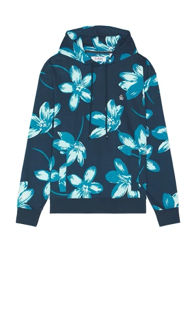 Original Penguin Floral French Terry Hoodie In 蓝色鞋翼 & 青色