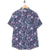 Original Penguin Floral Short Sleeve Button-up Shirt In Dark Sapphire