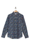 Original Penguin Floral Stretch Poplin Button-up Shirt In Sargasso Sea