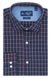 Original Penguin Fremont Slim Fit Windowpane Print Dress Shirt In Navy