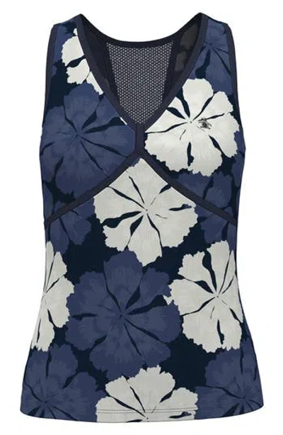 Original Penguin Fuji Floral Ribbed Tank In Purple