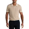 Original Penguin Geo Pattern Cotton & Modal Zip Polo Sweater In Neutral
