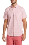 Original Penguin Geo Print Short Sleeve Shirt In Pink Peacock