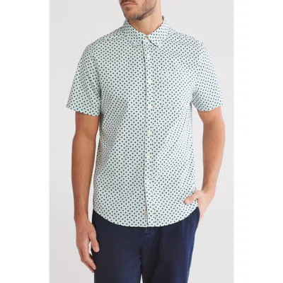 Original Penguin Geo Print Stretch Cotton Poplin Button-up Shirt In Blue Haze