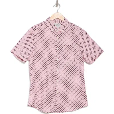 Original Penguin Geo Print Stretch Cotton Poplin Button-up Shirt In Dusty Rose