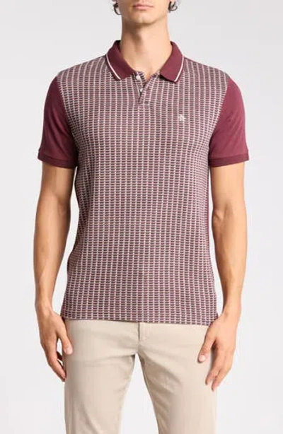 Original Penguin Geo Tipped Cotton Jacquard Polo In Gray
