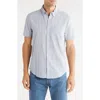 Original Penguin Geometric Cotton Dobby Short Sleeve Button-up Shirt In Gray