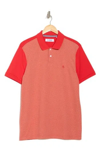 Original Penguin Geometric Jacquard Cotton Jersey Polo In Red