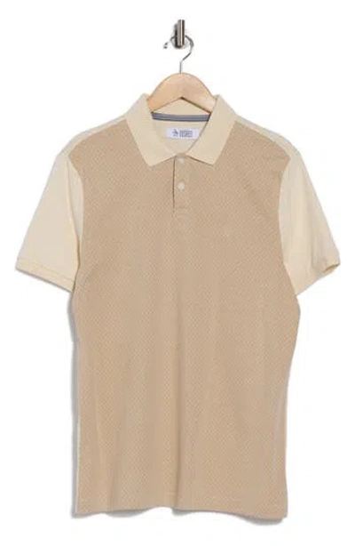 Original Penguin Geometric Jacquard Cotton Jersey Polo In Brown