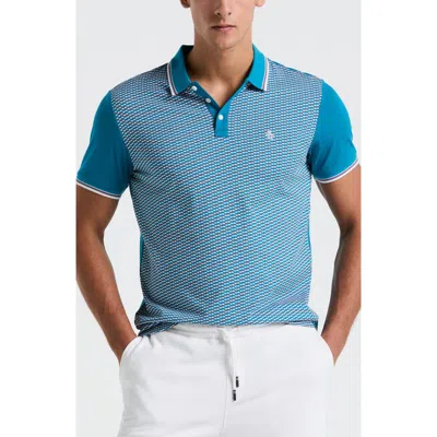 Original Penguin Geometric Print Cotton Polo In Mosaic Blue