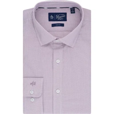 Original Penguin Gingham Print Slim Fit Dress Shirt In Plum Berry