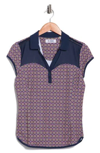 Original Penguin Golf Cap Sleeve Sweetheart Golf Knit Polo In Purple